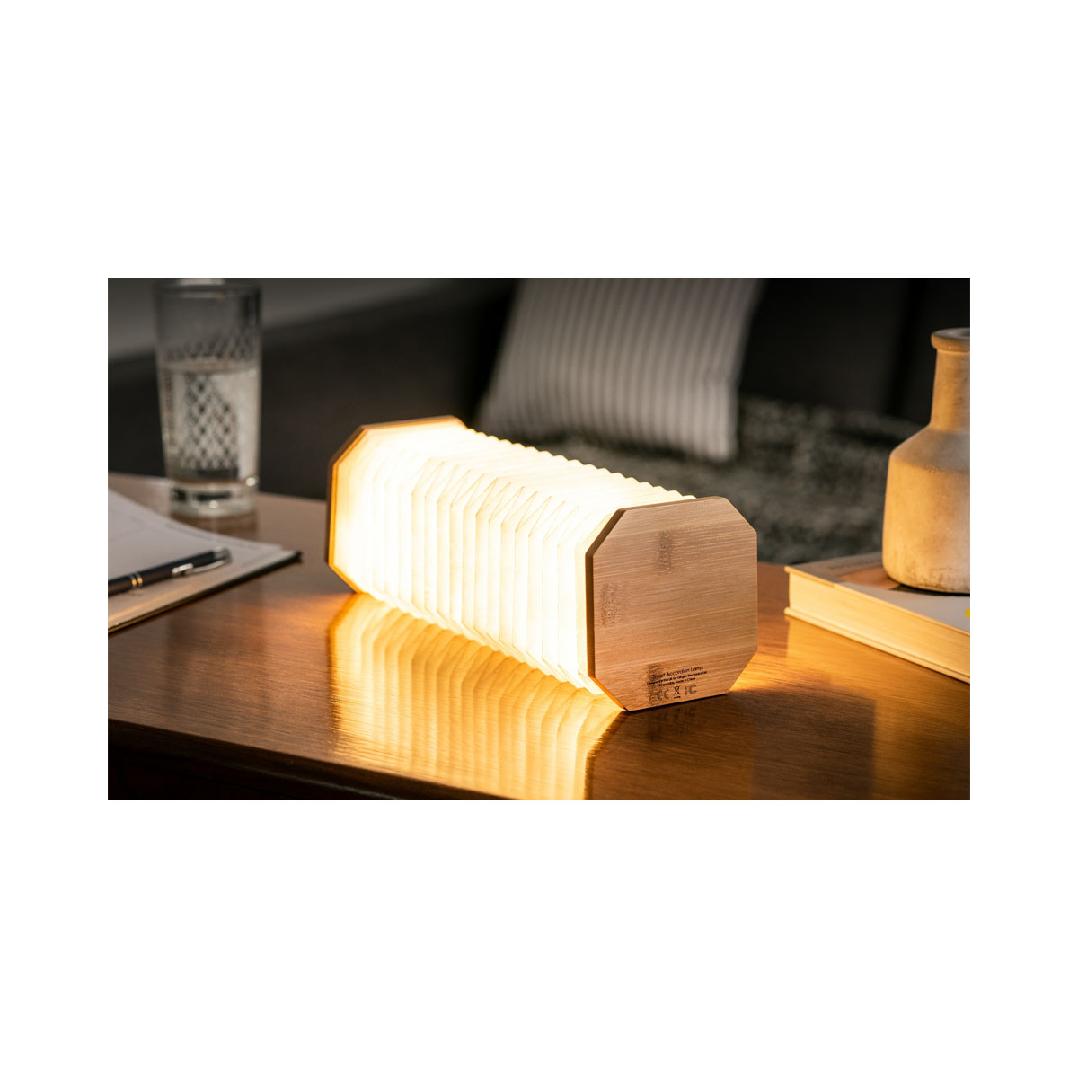Паметна ламба - Хармоника, Smart Accordion Lamp, дрво - бамбус 