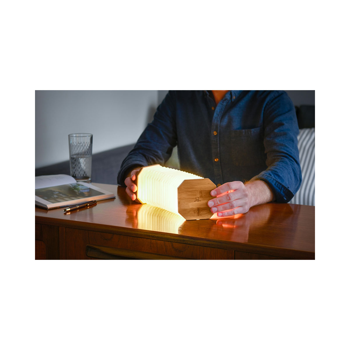 Паметна ламба - Хармоника, Smart Accordion Lamp, дрво - бамбус 