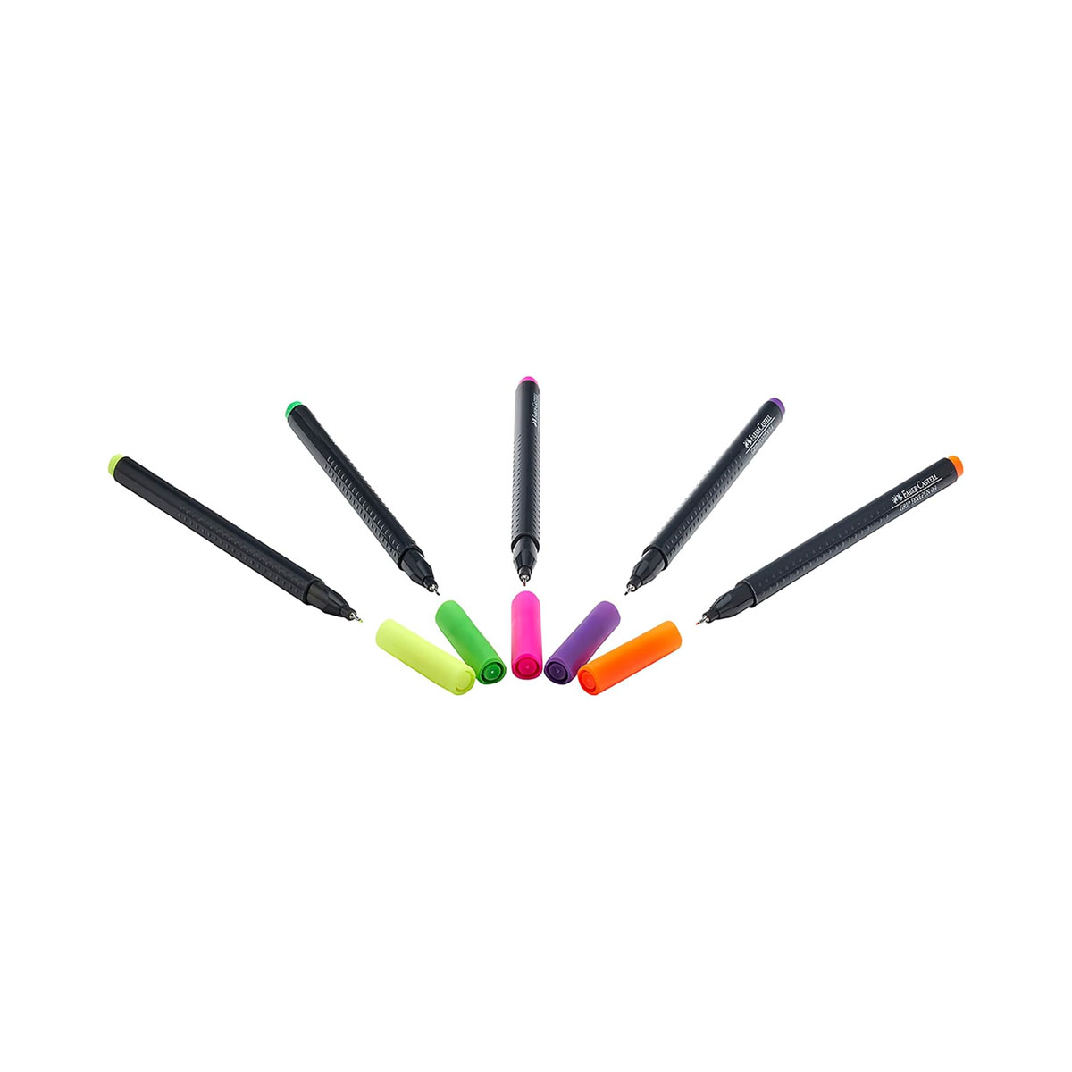 Сет од 5 фајнлајнери, Faber Castell - Finepen Grip Neon, 0.4mm 