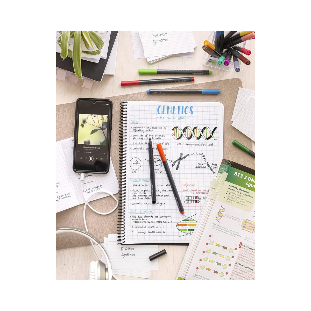 Сет од 5 фајнлајнери, Faber Castell - Finepen Grip Basic, 0.4mm 