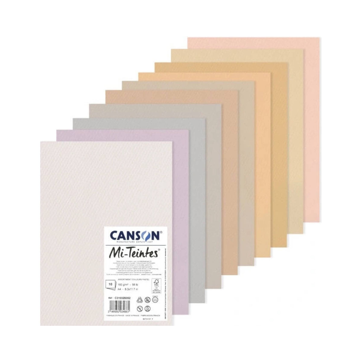 Сет хартии во боја, Canson Mi-Teintes A4, 160 г/м², Pastel Colours 