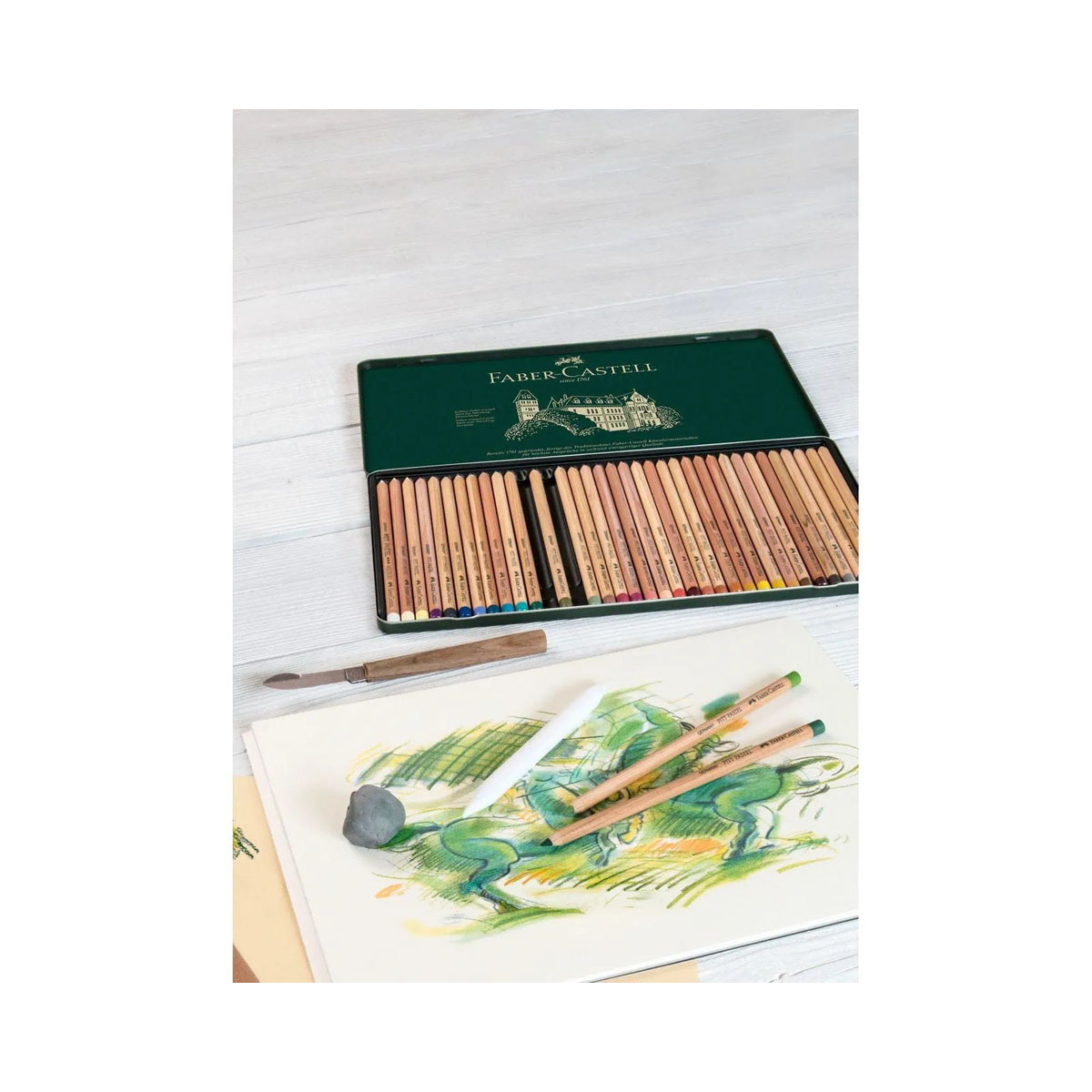 Дрвени боици во метална кутија, Faber Castell - Pitt Pastel, 1/24 