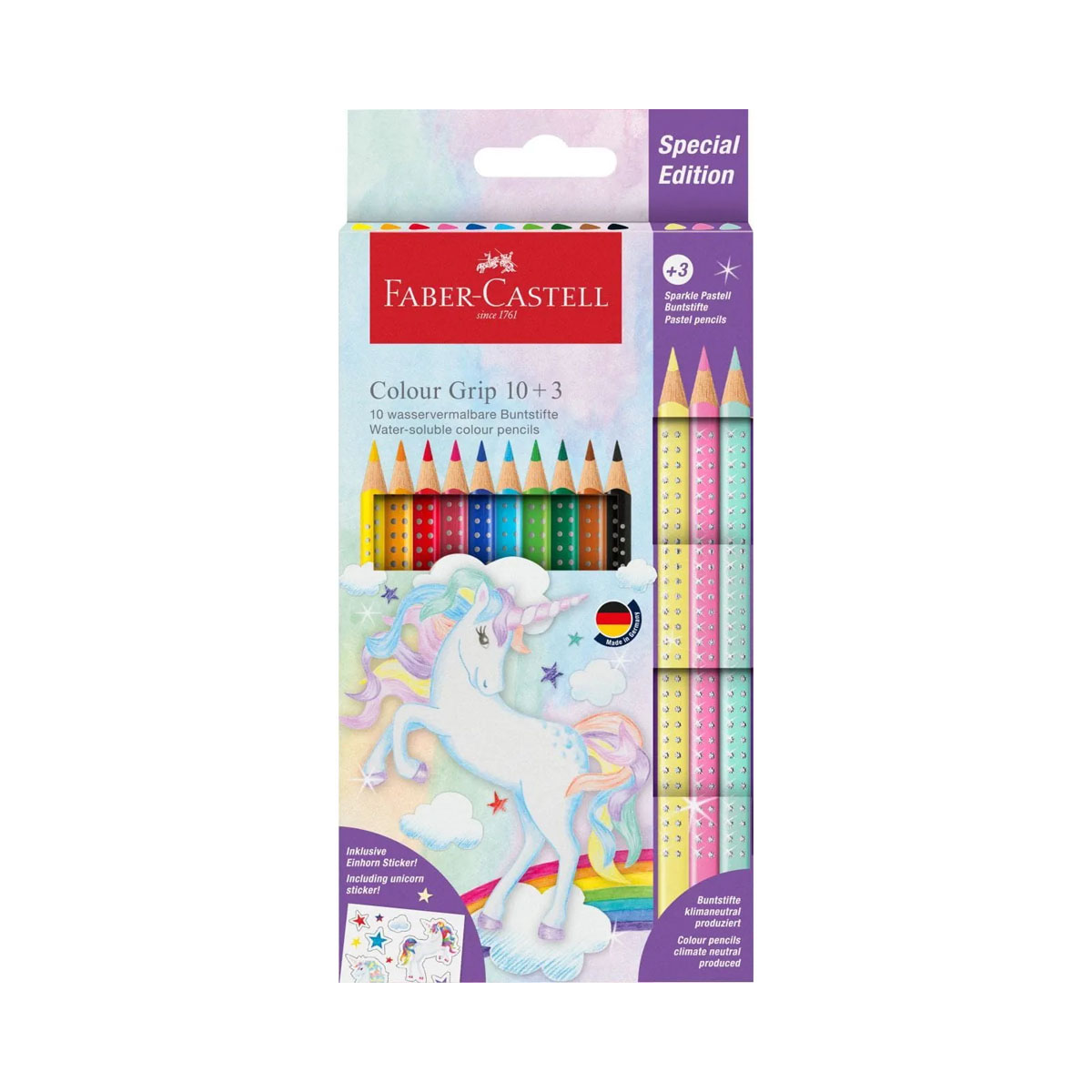 Дрвени боици, Faber Castell - Colour Grip Unicorn, 10+3 