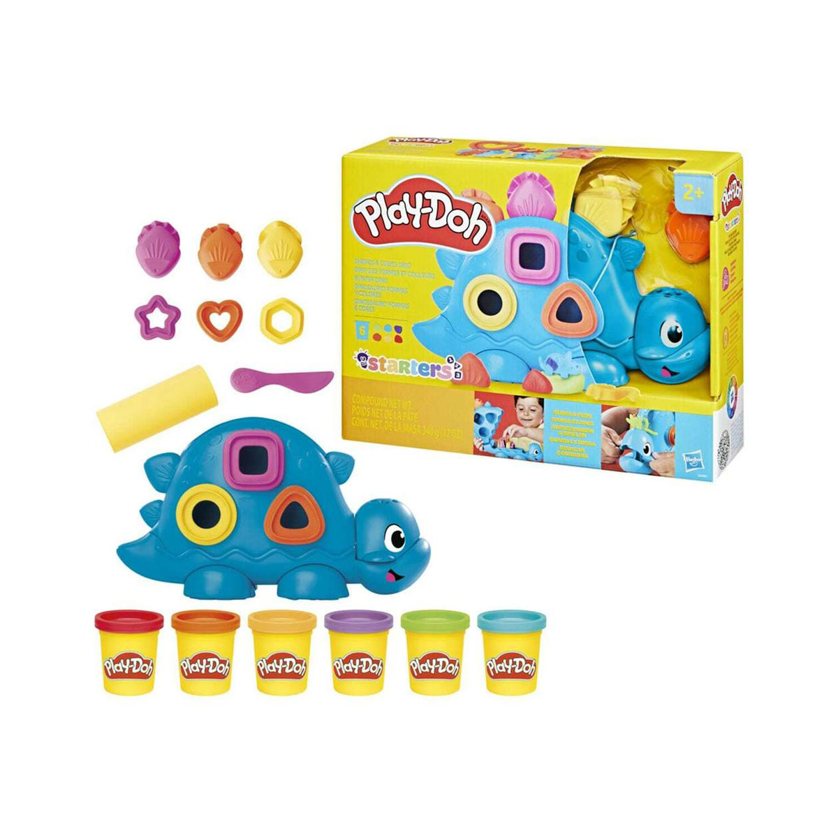 Сет за игра со глина, Play-Doh: Starters - Shapes & Colors Dino 