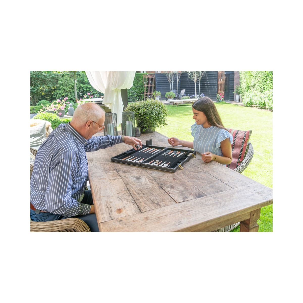 Сет за табла - куферче, brown/ivory, 18 
