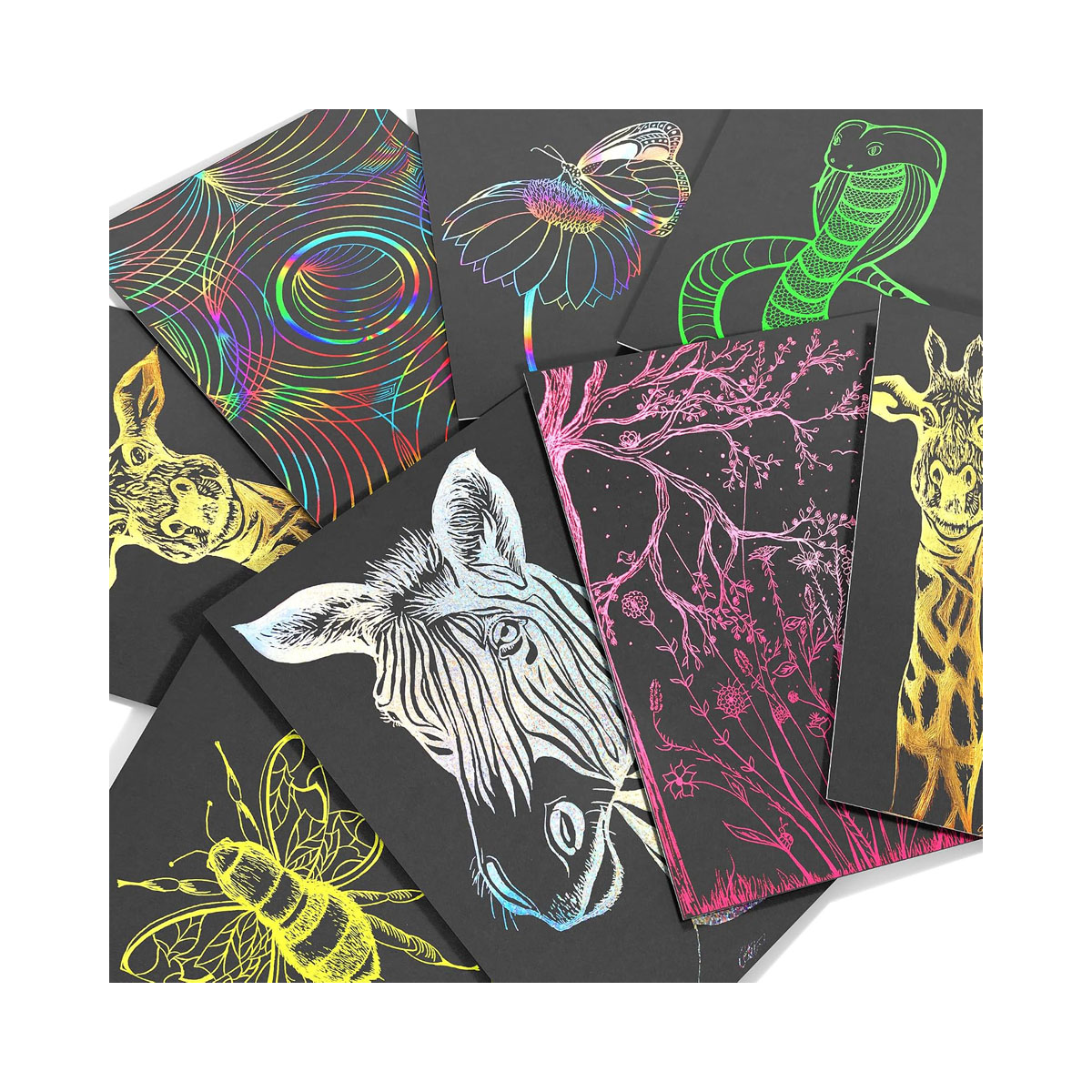 Креативен сет за цртање со гребење, Marvin's Magic Art: Super Bright Scratch Art 