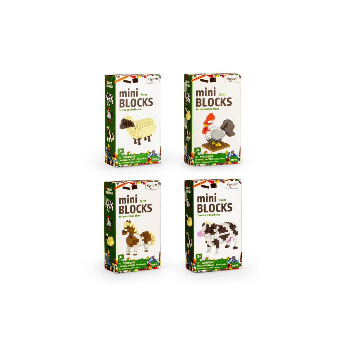 Мини сет коцки за градба, Farmyard Mini Blocks, 4 модели 