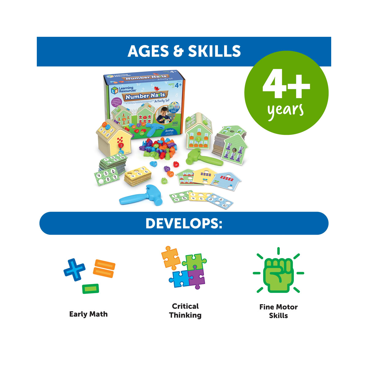 Едукативен сет за игра, Number Nails Activity Set 