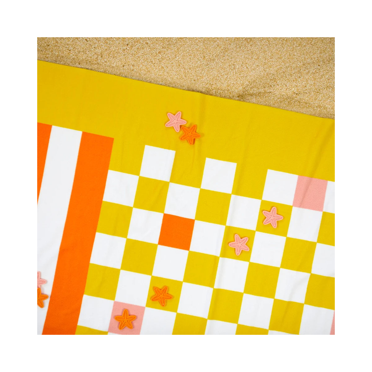 Пешкир за на плажа со игра, Checkers Yellow, 90 x 180 cm 