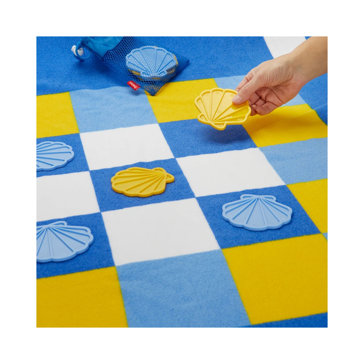 Пешкир за на плажа со игра, Tic-Tac-Toe Blue, 90 x 180 cm 