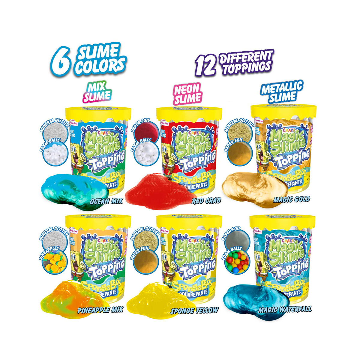 Слајм во чашка, Magic Slime Topping - SpongeBob Squarepants, 6 бои 