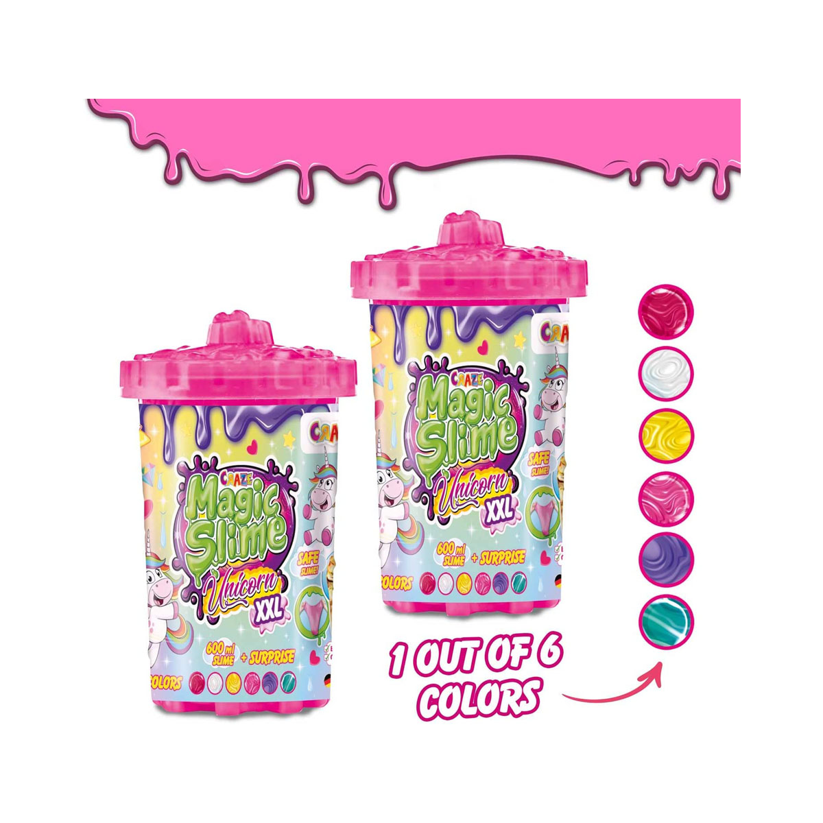 Слајм со скриена фигура, Magic Slime - Unicorn XXL, 6 бои 