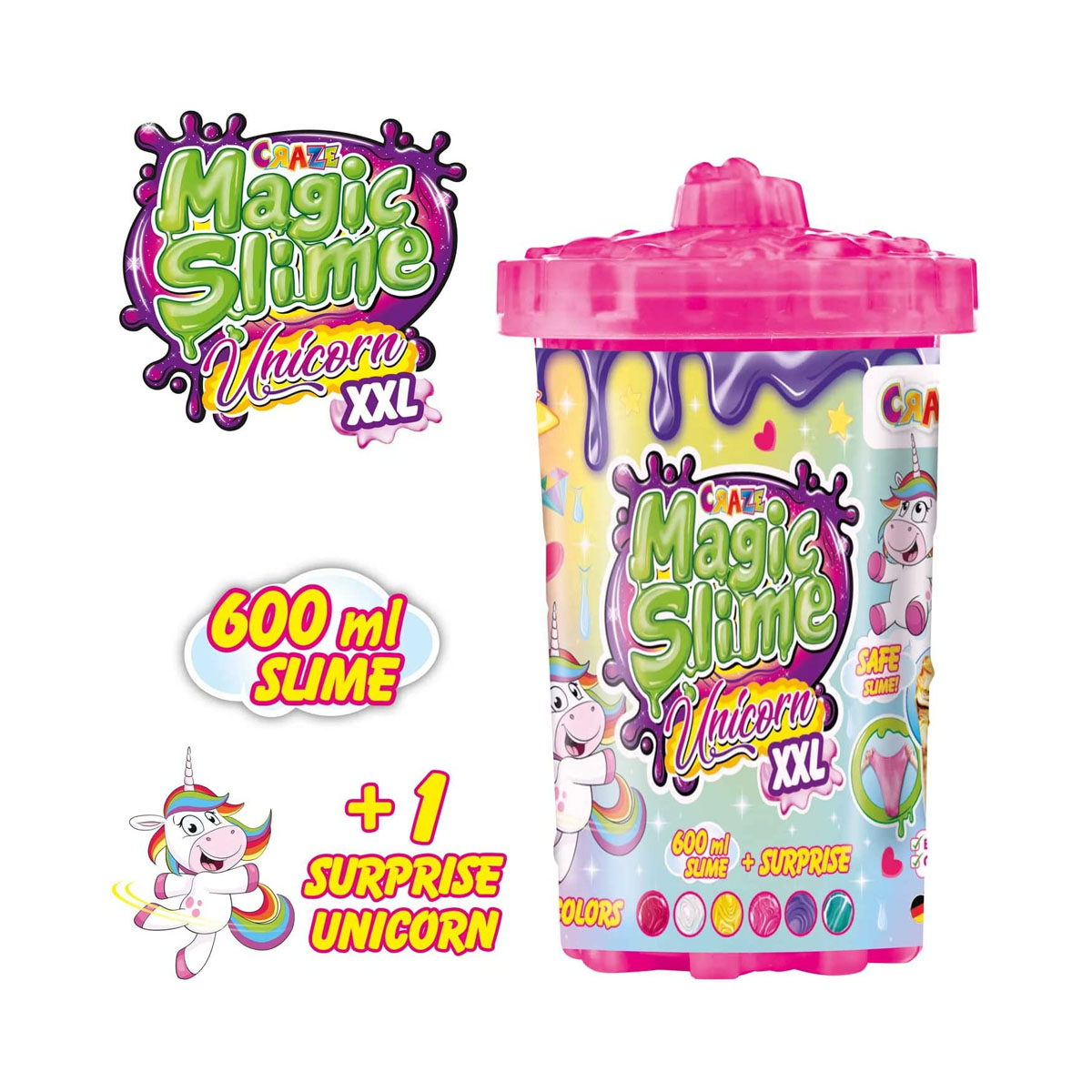 Слајм со скриена фигура, Magic Slime - Unicorn XXL, 6 бои 