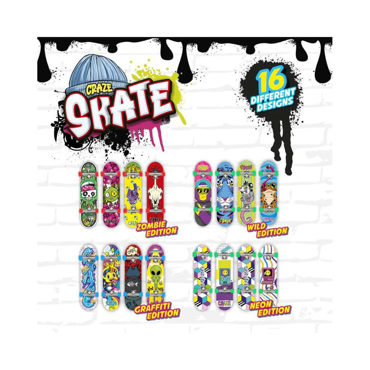 Мини скејтборд, Craze Skate, 4 дизајни 