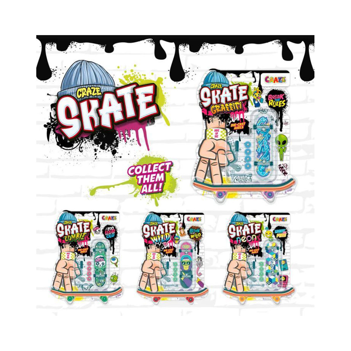 Мини скејтборд, Craze Skate, 4 дизајни 
