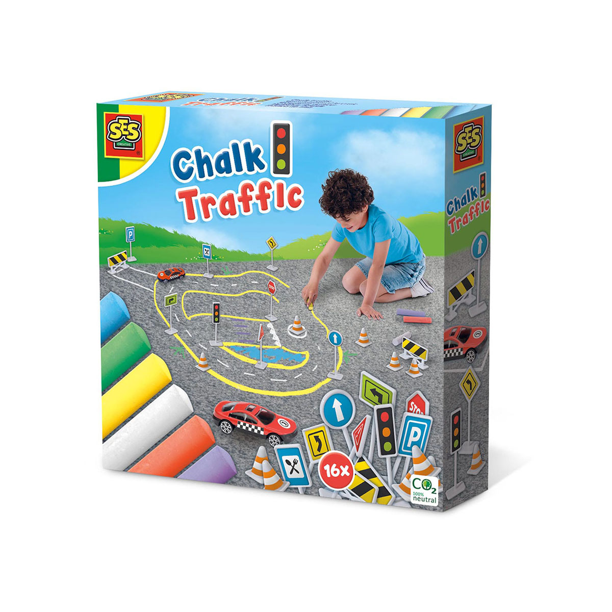 Сет за игра со креди за цртање 'Chalk Traffic' 