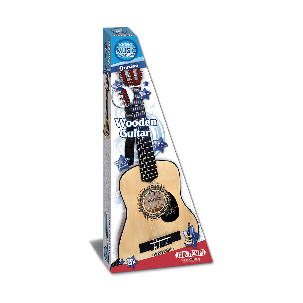 Дрвена гитара со ремен, Wooden Guitar, 75cm 