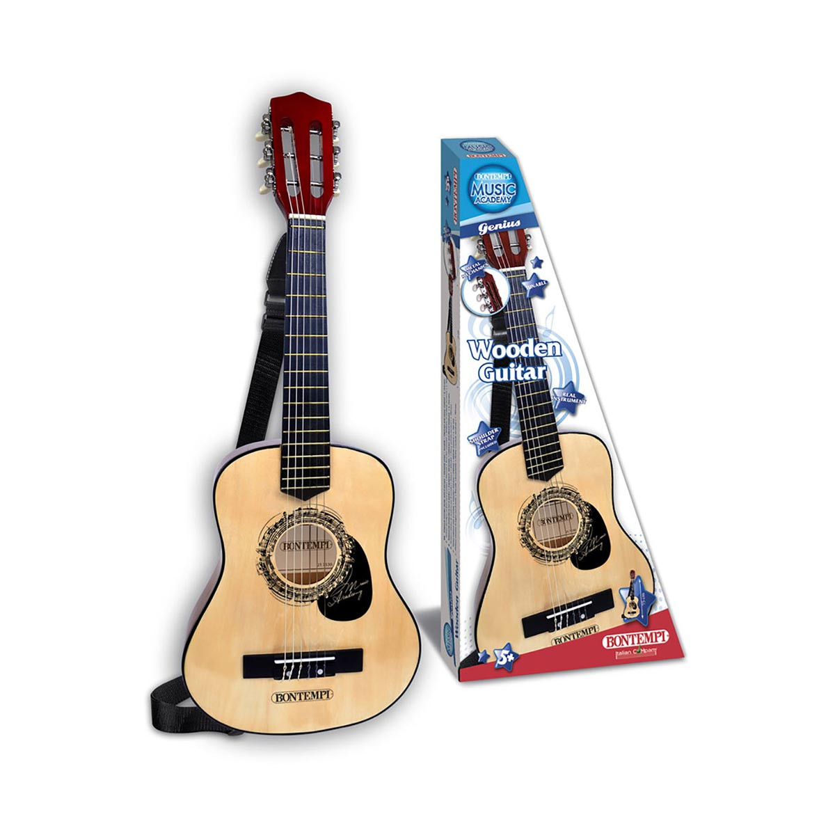 Дрвена гитара со ремен, Wooden Guitar, 75cm 
