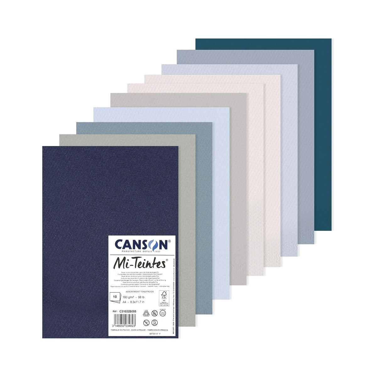 Сет хартии во боја, Canson Mi-Teintes A4, 160 г/м², Cool Tones 