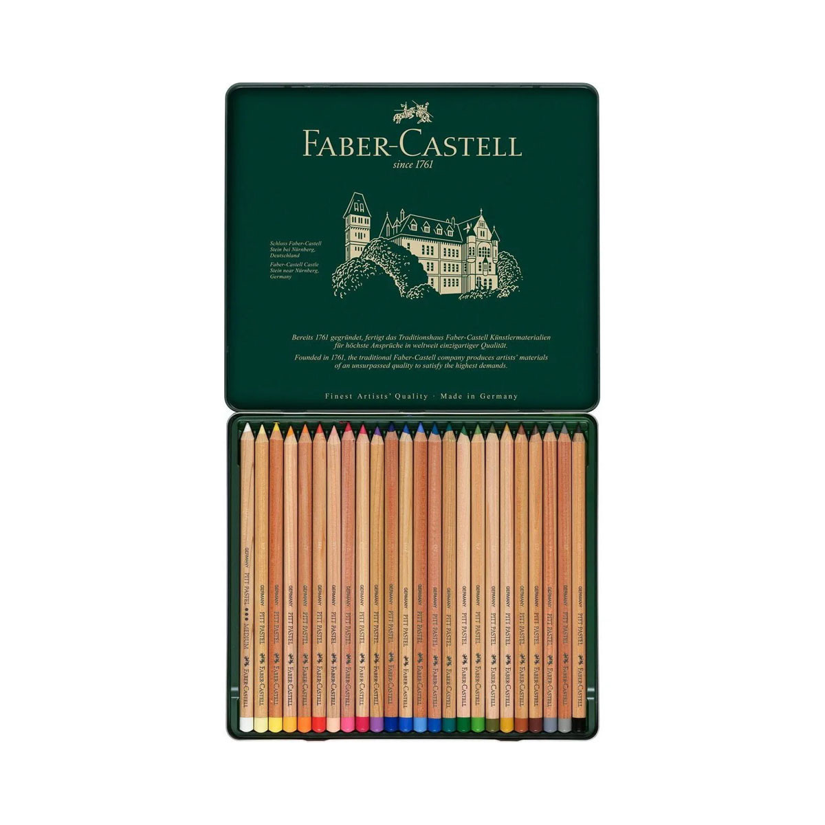 Дрвени боици во метална кутија, Faber Castell - Pitt Pastel, 1/24 