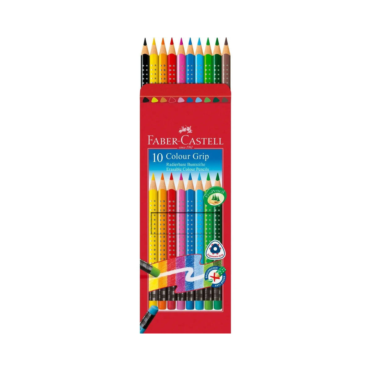Дрвени боици, Faber Castell - Colour Grip Erasable, 1/10 