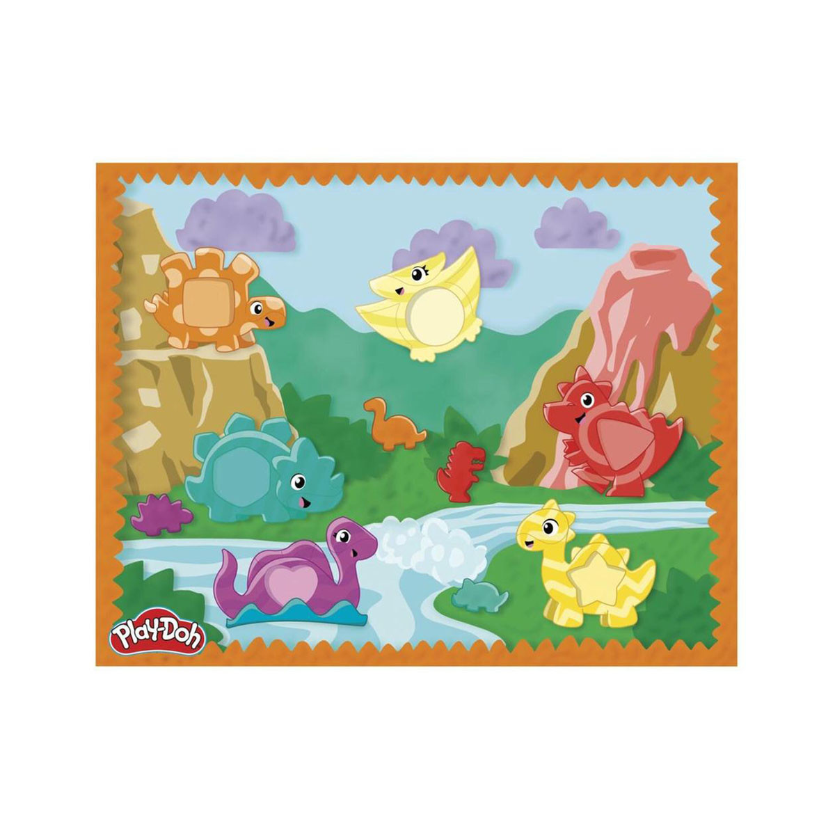Сет за игра со глина, Play-Doh: Starters - Shapes & Colors Dino 