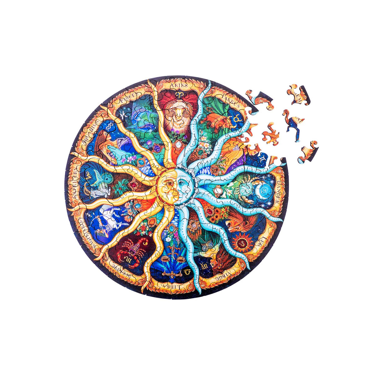 Дрвена сложувалка Astrology Moon, Ø21 cm, 119 парчиња 
