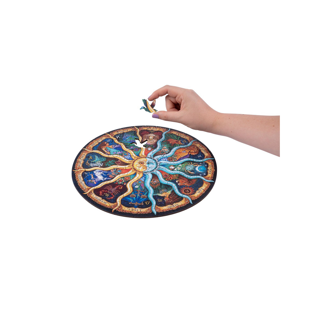 Дрвена сложувалка Astrology Moon, Ø21 cm, 119 парчиња 