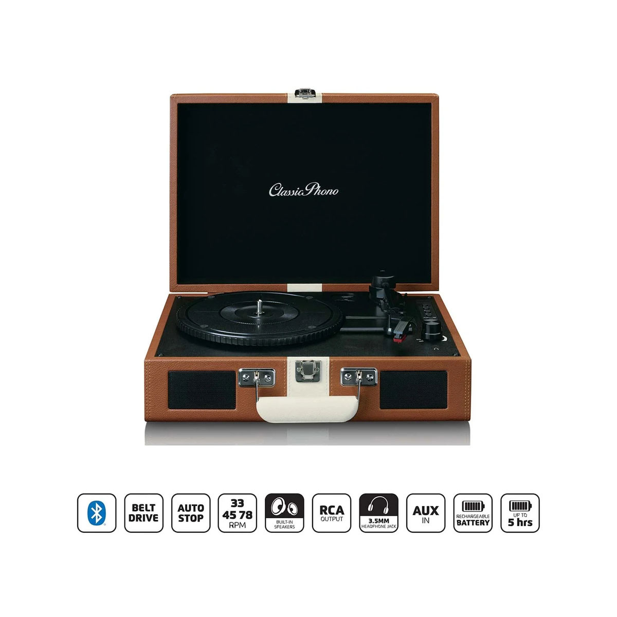 Грамофон, CLASSIC PHONO TT-120 - Brown/White 