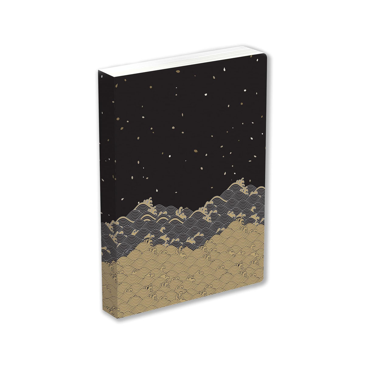 Golden Waves Dotted Hardcover Journal: Blank Notebook with Ribbon Bookmark 