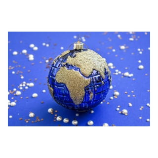 Лампион, Blue Globe - gold glitter, Ø8cm
