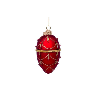 Лампион, Red Egg with Red Diamonds, 10cm