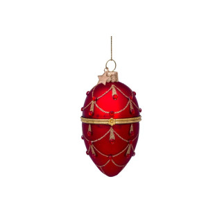 Лампион, Red Egg with Red Diamonds, 10cm