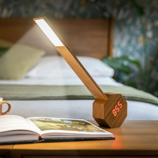 Часовник/Ламба, Octagon One Plus Portable Alarm Clock Desk Light, дрво - цреша