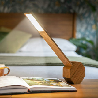 Часовник/Ламба, Octagon One Plus Portable Alarm Clock Desk Light, дрво - цреша