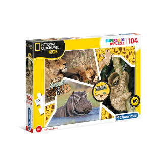 Сложувалка, Super Color, National Geographic Kids - Wildlife Adventures, 104 парчиња 