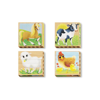 Дрвена сложувалка, Four Puzzle - Farm Animals, 6 парчиња