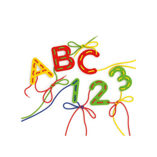 Едукативен сет за изработка - Азбука и бројки, Play Montessori - Lacing ABC + 123