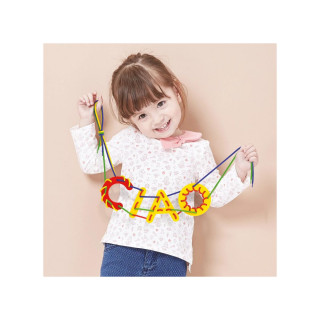 Едукативен сет за изработка - Азбука и бројки, Play Montessori - Lacing ABC + 123
