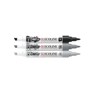 Сет двострани маркери, Ecoline - Black & Grey, 3 бои