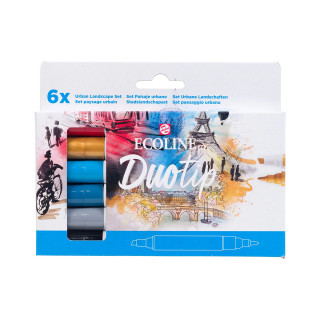 Сет двострани маркери, Ecoline - Urban Landscape, 6 бои