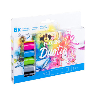 Сет двострани маркери, Ecoline - Basic, 6 бои