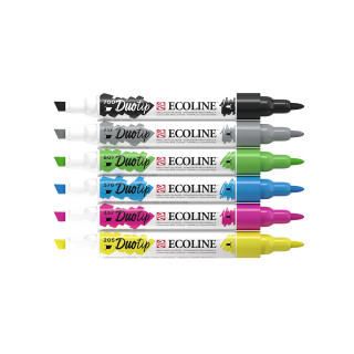 Сет двострани маркери, Ecoline - Basic, 6 бои