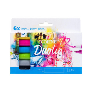 Сет двострани маркери, Ecoline - Basic, 6 бои