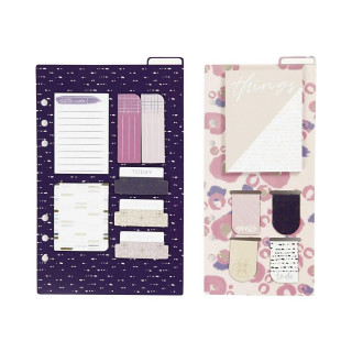 Сет со мемо ливчиња и букмаркери, Journal & Planner, Gold/Purple/Rose