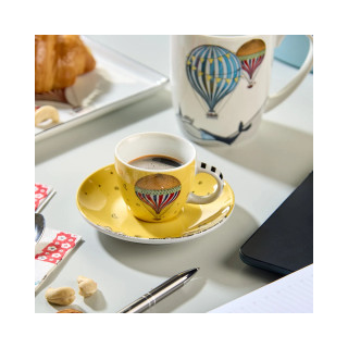 Сет од 2 шолји со тацни, Giramondo Yellow, 80ml 