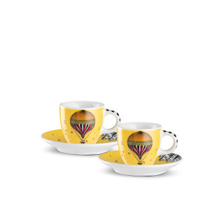 Сет од 2 шолји со тацни, Giramondo Yellow, 80ml 