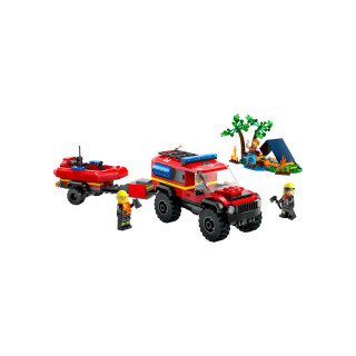 LEGO коцки, City, 4x4 Fire Truck with Rescue Boat 