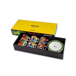 Сет од 6 шолји за еспресо со тацни, Britto