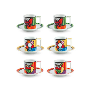 Сет од 6 шолји за еспресо со тацни, Britto